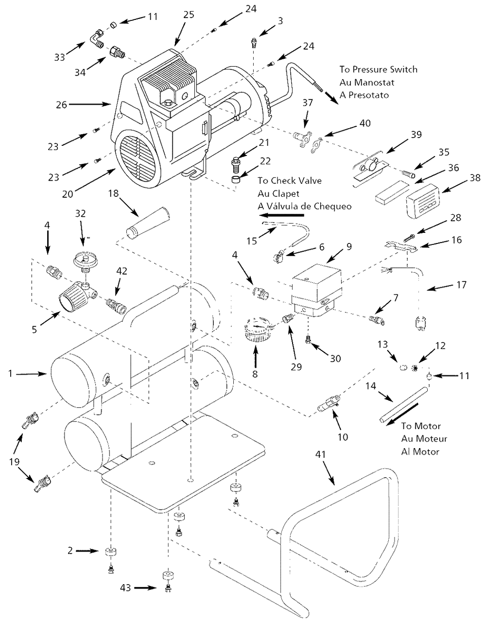 Air-Compressor Parts Diagram and Parts List for WL505808  Campbell Hausfeld Compressor